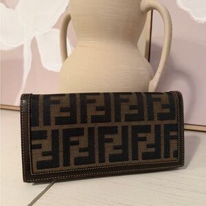 Fendi Brown and Black Zucca Long Wallet